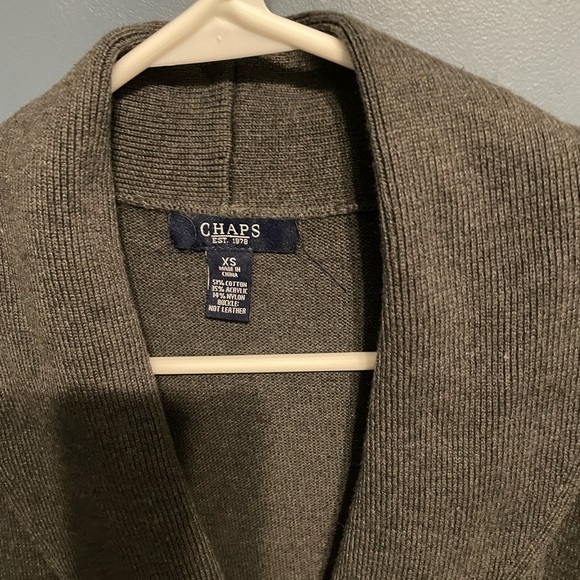 Chaps Shawl Collar Faux-Wrap Dress Gray Size XS - Picture 2 of 5